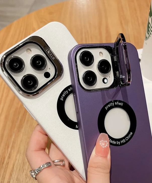 iPhone All Model Cover-Premium Acrylic Invisible Kickstand Case With Lens Protector