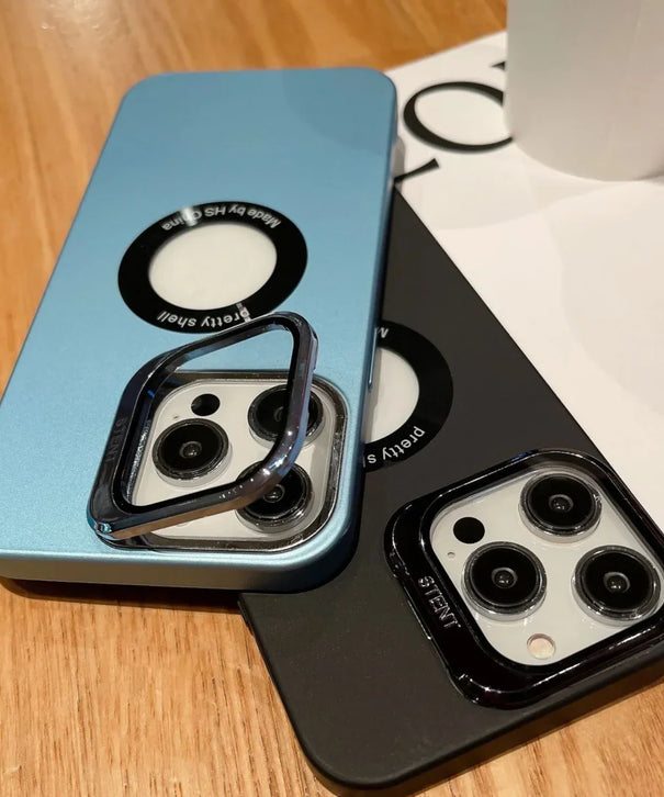 iPhone All Model Cover-Premium Acrylic Invisible Kickstand Case With Lens Protector