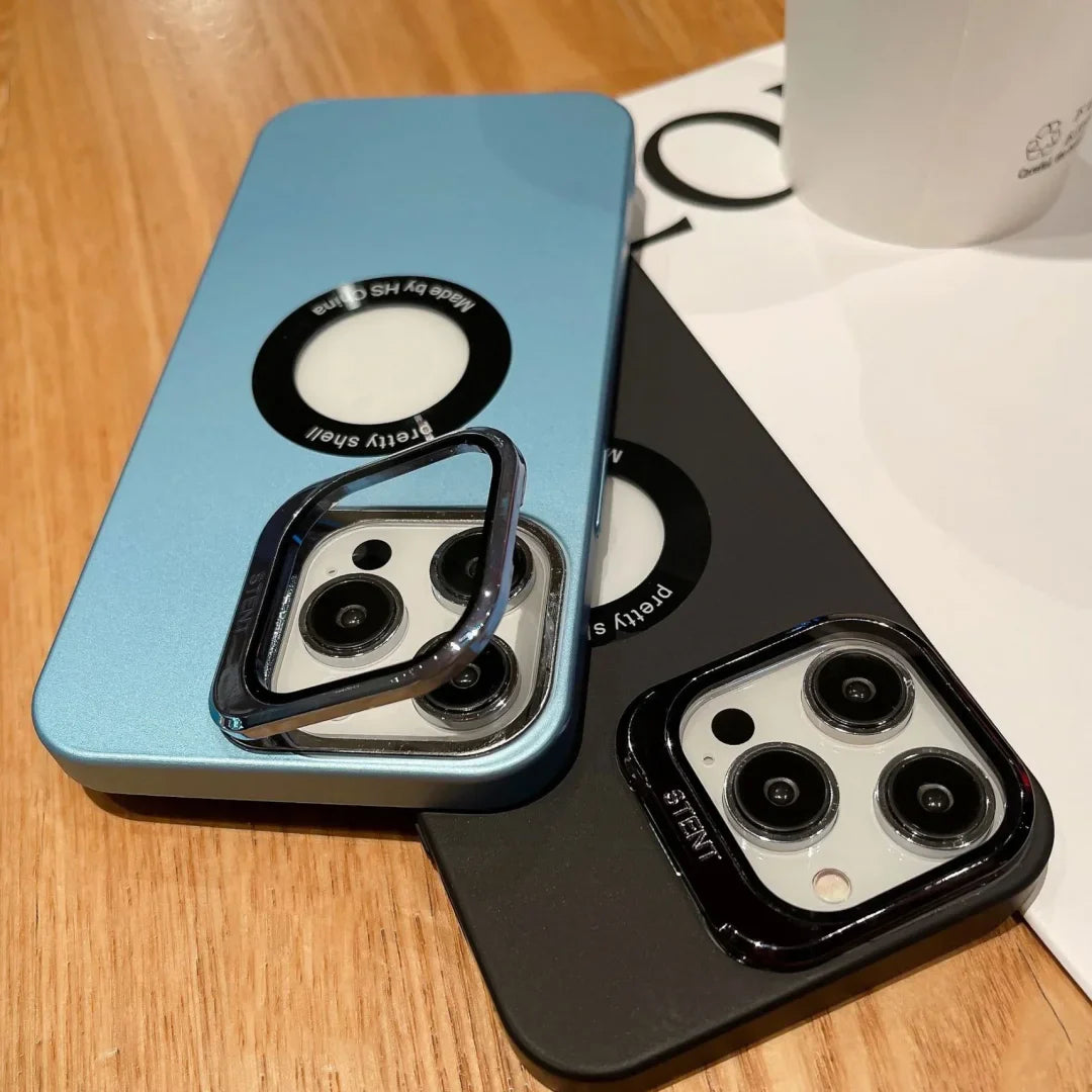 iPhone All Model Cover-Premium Acrylic Invisible Kickstand Case With Lens Protector